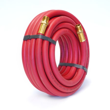 Steelman 30-Foot Long Rubber 3/8" ID Air Hose with 3/8" NPT Brass Fittings 98459-IND